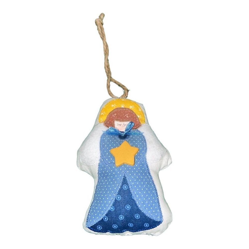 Vintage Handmade Stitched Cloth CHRISTMAS ANGEL  Ornament 6"